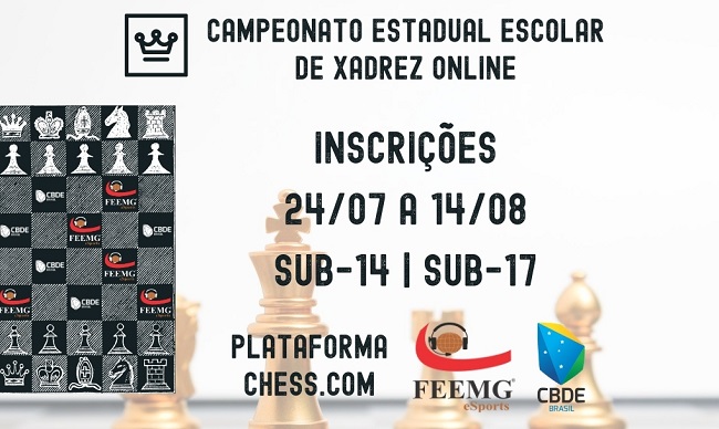 Participe do Campeonato Estadual Escolar de Xadrez Online Gratuito